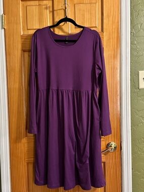 Long Sleeve Midi Dress in Deep Purple